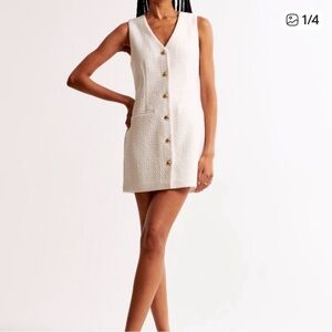 Abercrombie & Fitch Cream Button-Up Mini Dress